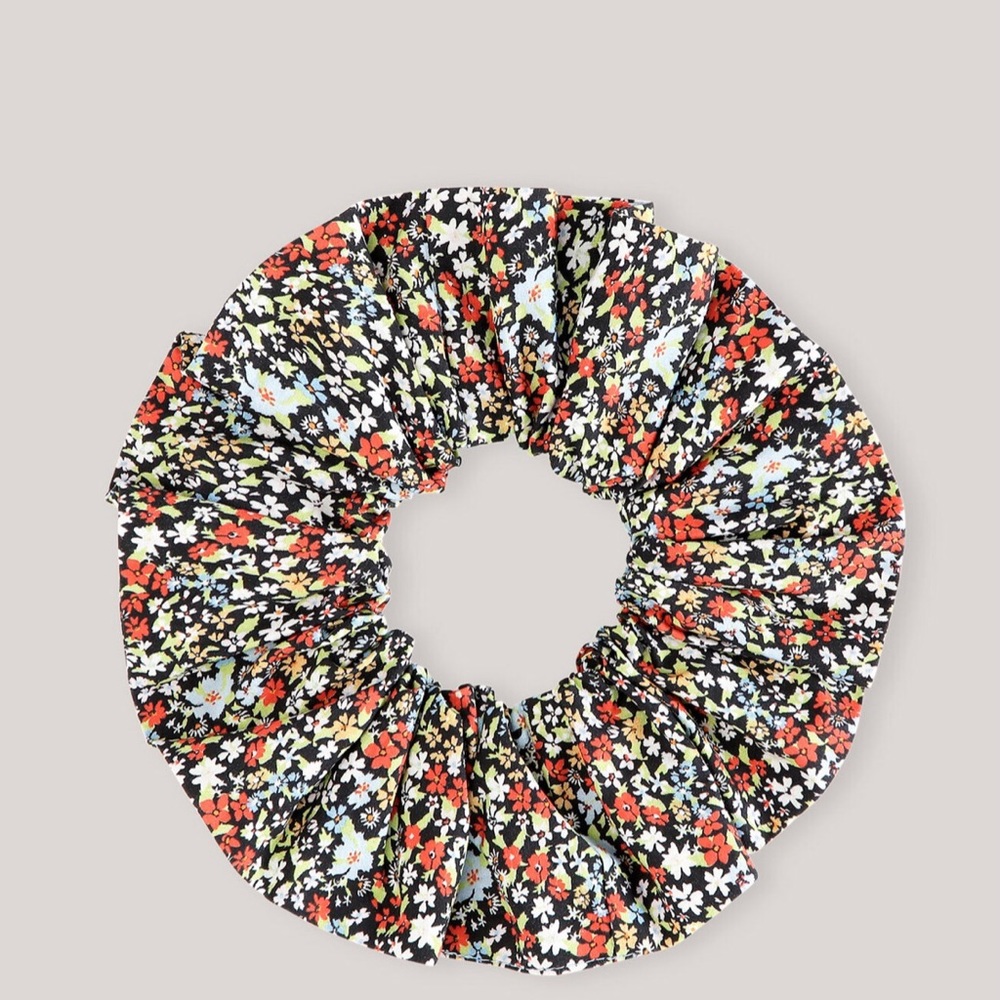 GANNI PRINTED COTTON POPLIN SCRUNCHIE